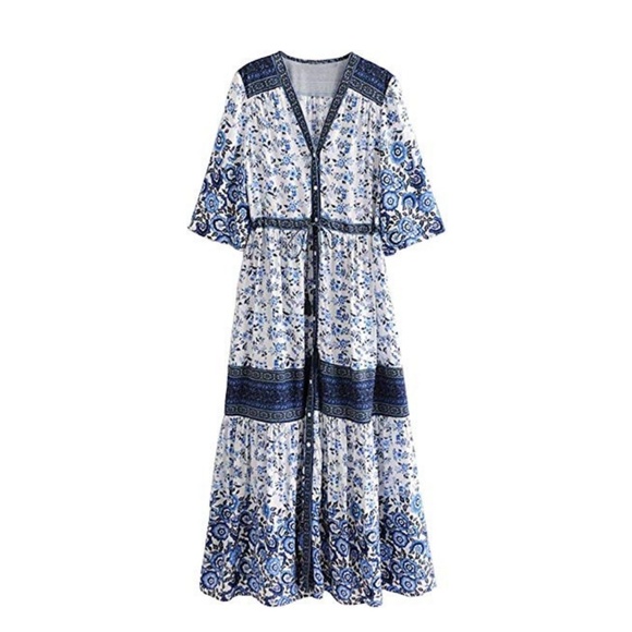 Darling Blue Flower Dress - Picture 1 of 2